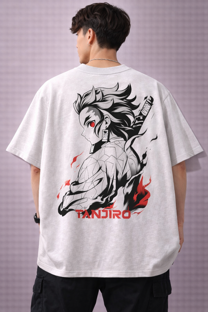 Oversized Tanjiro Kamado Flame Style Anime Graphic T-Shirt