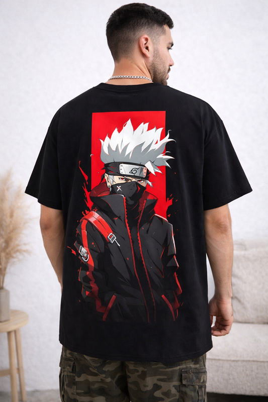 Oversized Kakashi Hatake Sharingan Ninja Anime Graphic T-Shirt