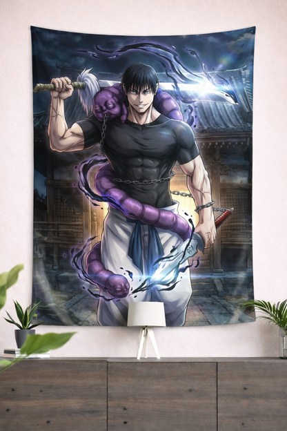Toji Fushiguro Dark Sorcerer Slayer Wall Tapestry – Cursed Blade Anime Art (56 × 96 Inches)