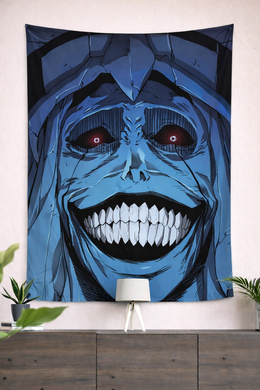 Solo Leveling Statue of God Horror Wall Tapestry – Shadow Dungeon Anime Art (56 × 96 Inches)