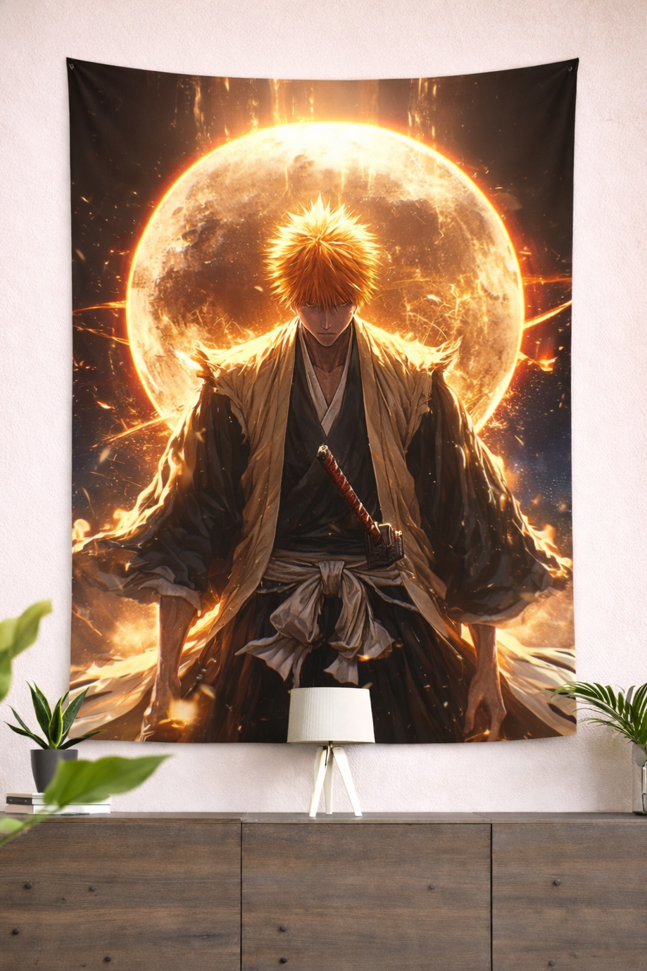 Ichigo Kurosaki Soul Reaper Power Wall Tapestry – Bleach Anime Eclipse Art (56 × 96 Inches)
