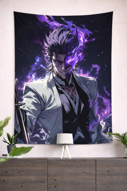 Sosuke Aizen Dark Ascension Wall Tapestry – Bleach Villain Power Art (56 × 96 Inches)