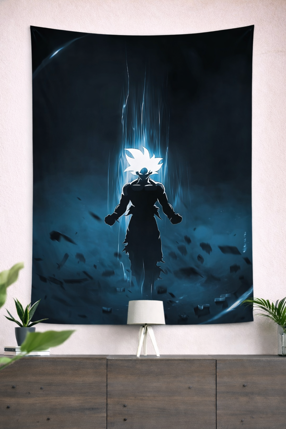 Goku Ascended Aura Wall Tapestry – Dragon Ball Power Awakening Art (56 × 96 Inches)