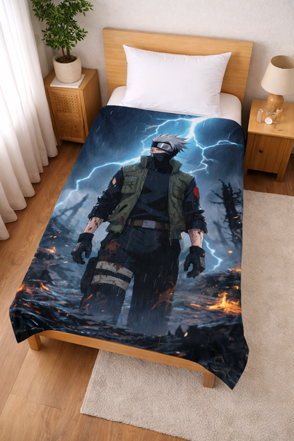 Kakashi Hatake Lightning Shinobi Wall Tapestry – Naruto Storm Battle Anime Art (56 × 96 Inches)