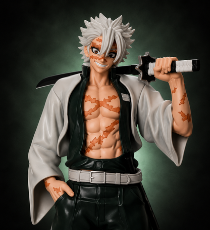 30cm Sanemi Shinazugawa Wind Hashira Battle Stance Figure