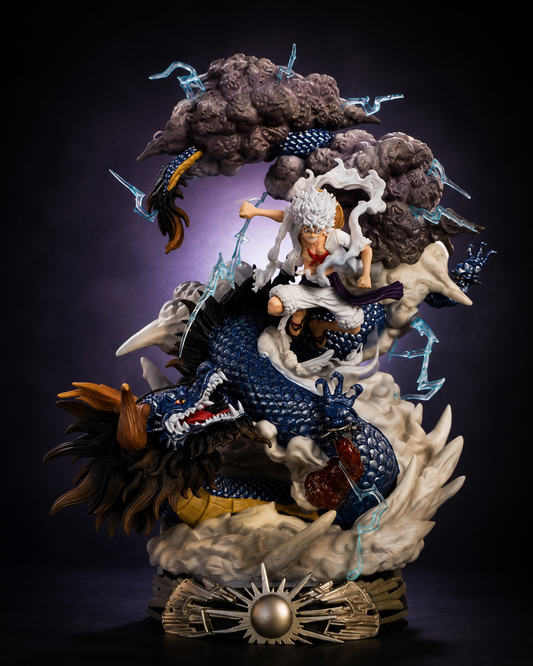 23cm Monkey D. Luffy Gear 5 Thunder Dragon Battle Figure