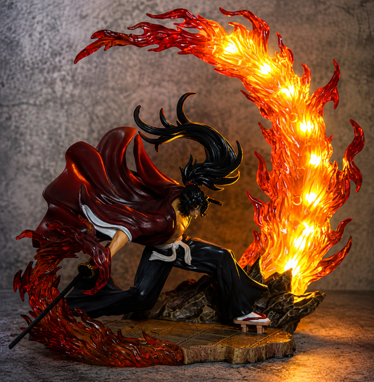 Yoriichi Tsugikuni Sun Breathing Flame Strike Figure – 22cm LED Light Display Edition