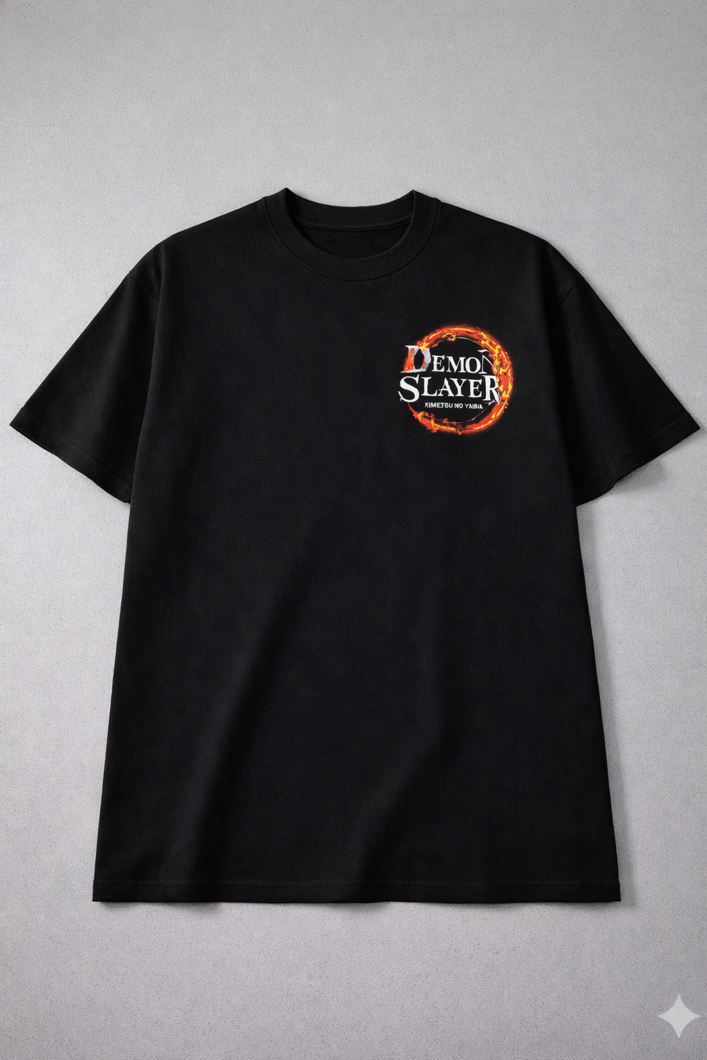 Oversized Rengoku Flame Split-Face Graphic T-Shirt