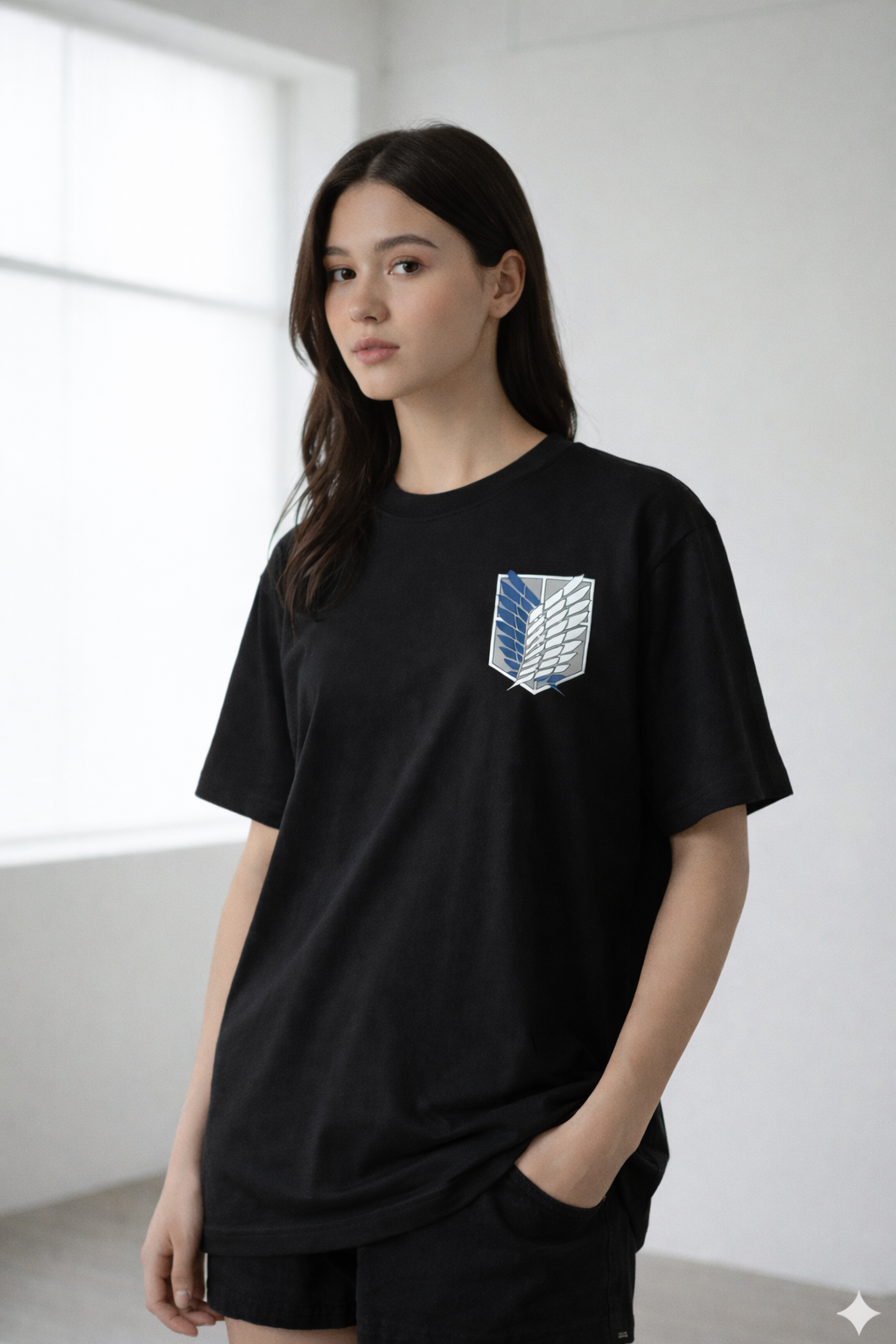 Oversized Mikasa Ackerman Aesthetic Panel Graphic T-Shirt