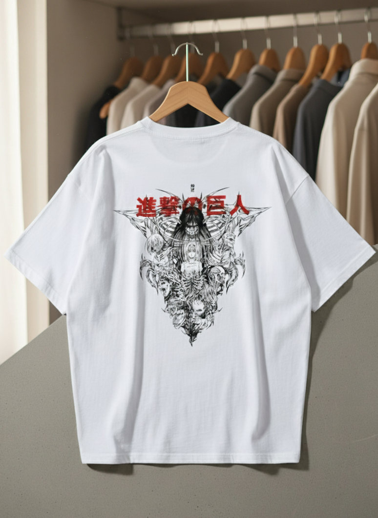 Oversized Eren Yeager Dark Manga Collage Anime Graphic T-Shirt