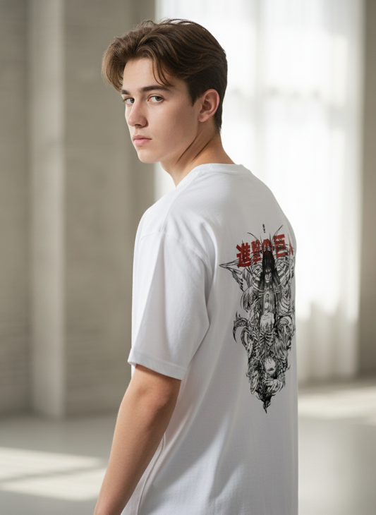 Oversized Eren Yeager Dark Manga Collage Anime Graphic T-Shirt