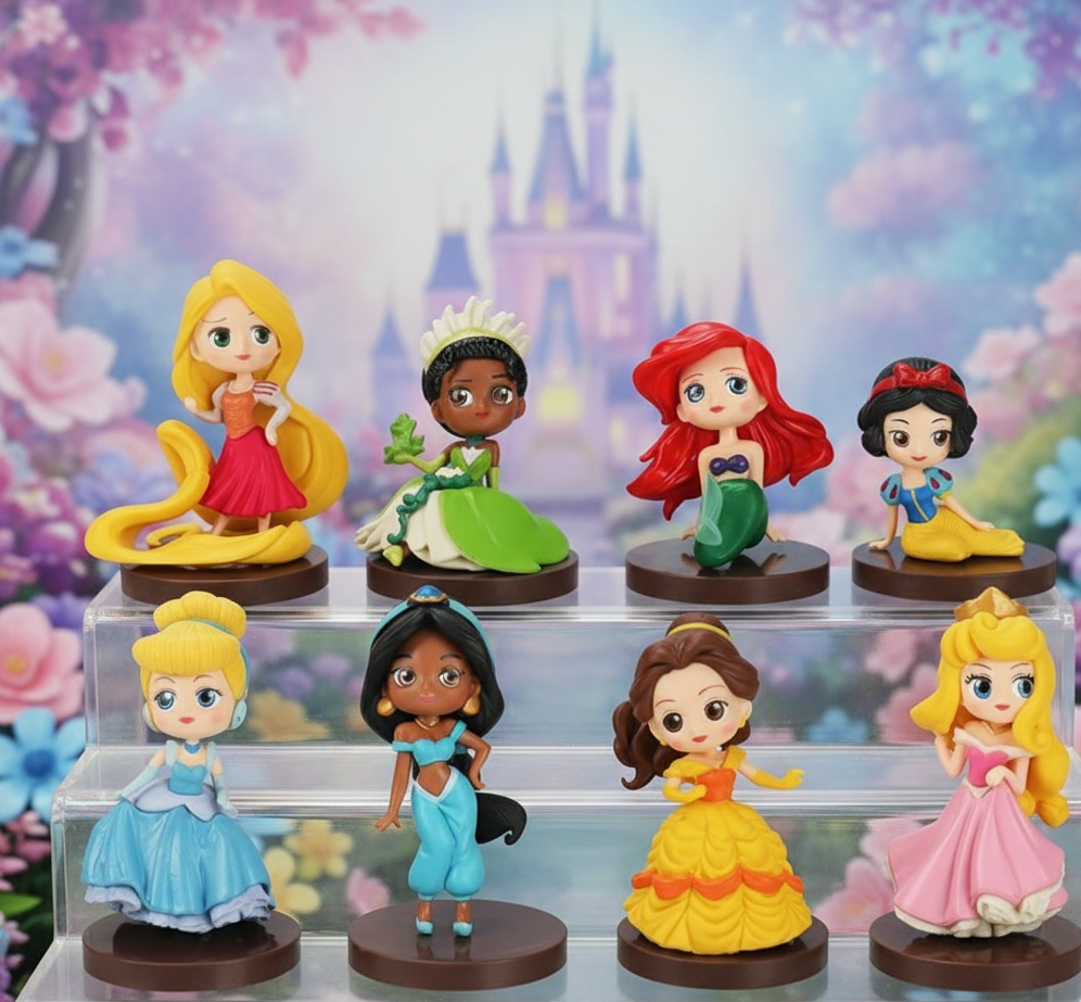 Disney Princess Chibi Collection Set | 8 cm Magical Mini Figures