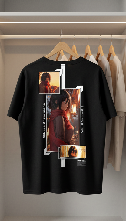 Oversized Mikasa Ackerman Aesthetic Panel Graphic T-Shirt