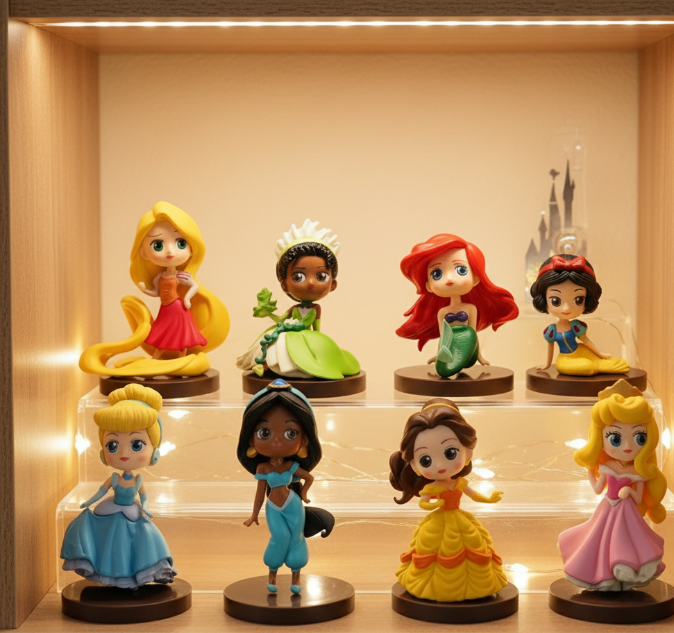 Disney Princess Chibi Collection Set | 8 cm Magical Mini Figures