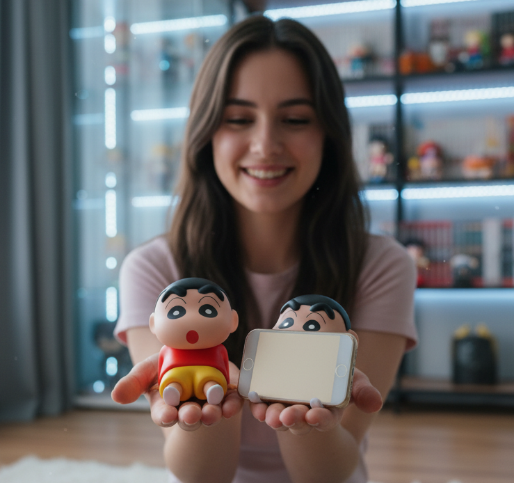 Shinchan Sitting Figure | 12 cm (H) × 14.5 cm (W) | Multifunctional Phone Stand