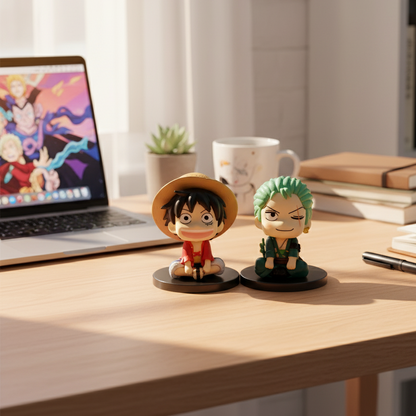One Piece Luffy & Zoro Duo Figure Set (10cm) – The Straw Hat Legends in Adorable Style!