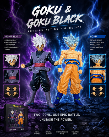 Dragon Ball Z Goku UI & Goku Black Action Figure Set – 18CM Anime PVC Collectibles