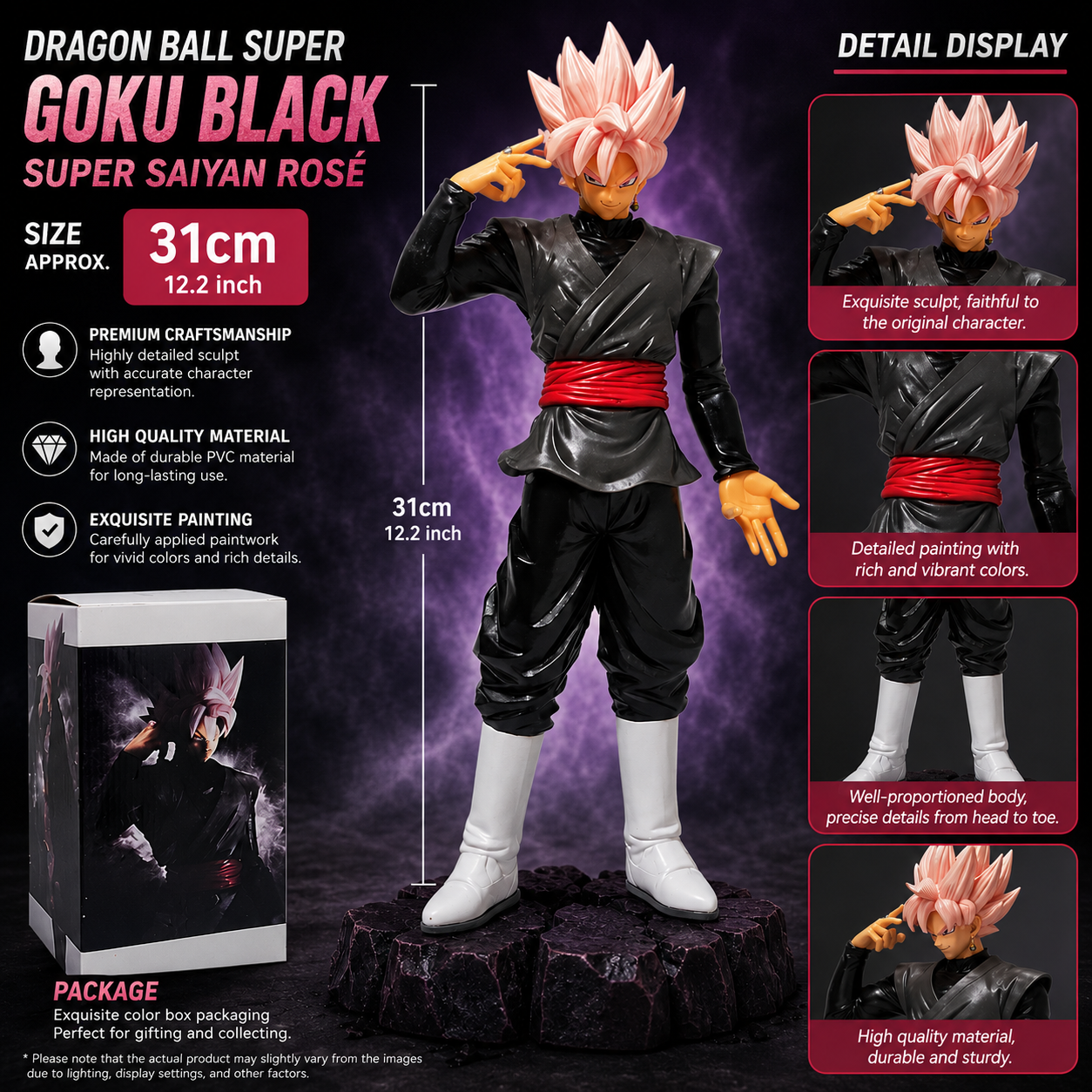 Dragonballz Anime Black Goku Action Figure 32cm